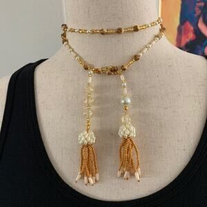 Boho lariat hand beaded tassel necklace. New With Tags !
